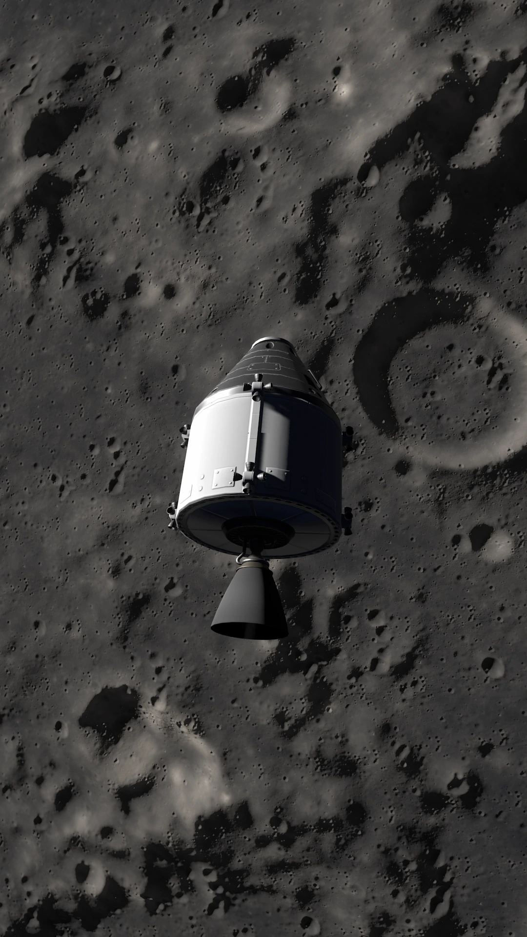 Spacecraft flying low above the Moon
